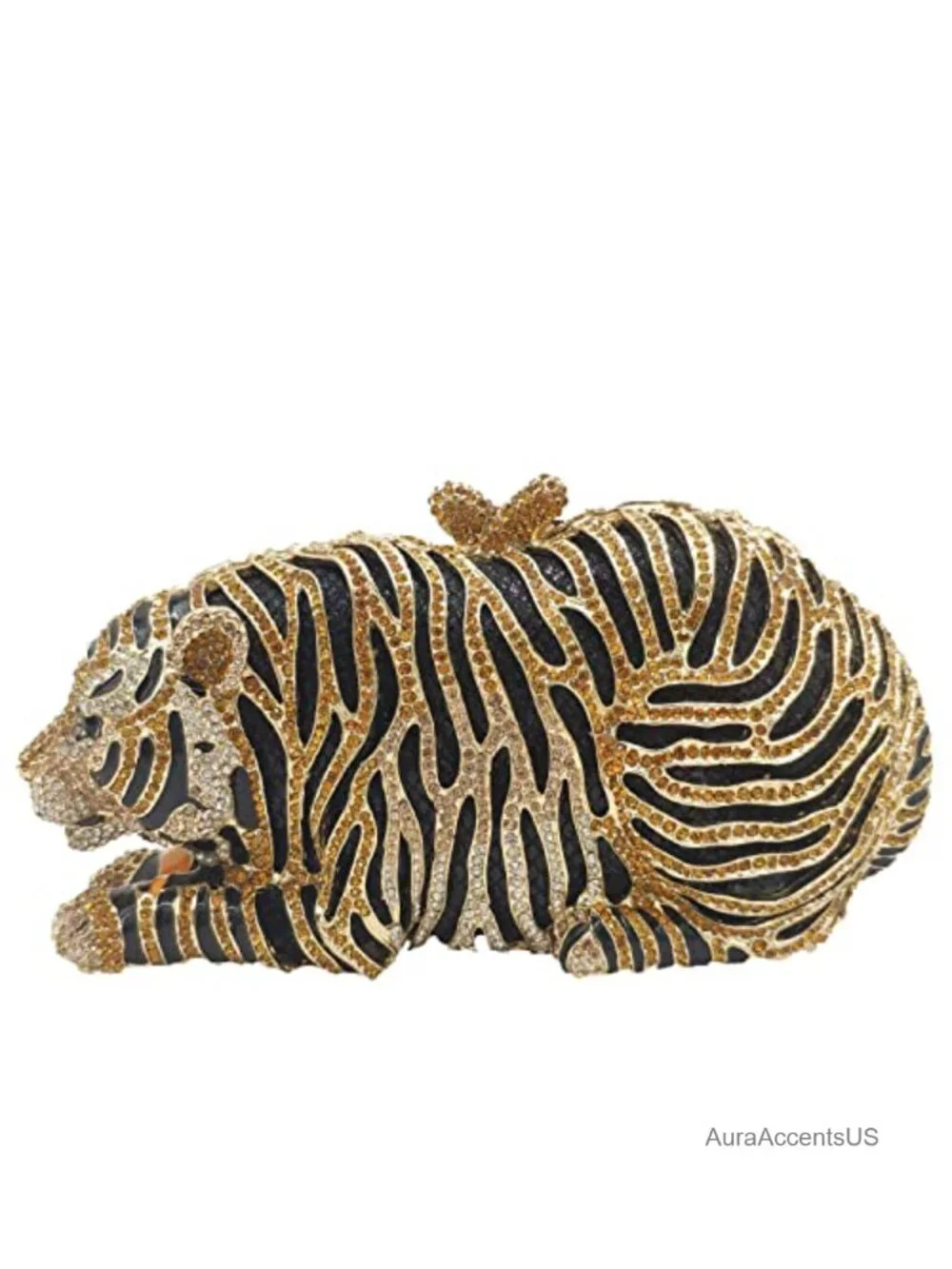 Sparkling Crystal Tiger Clutch Evening Bag Formal Rhinestone Bridal Purse Faux